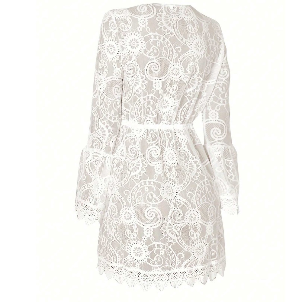 Boho Sheer Stretchy Waist Beach Swim Cover up - Picture 9 of 10